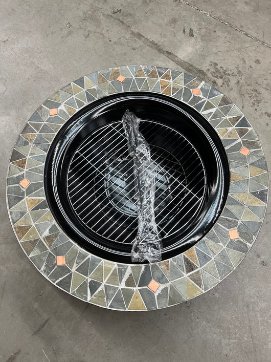 Pleasant Hearth Fire Pit, Rubbed Gold!! NEW AND ASSEMBLED(MINOR DENT ON LID FROM SHIPPING)!!