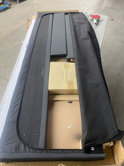 !!!HANDYMAN SPECIAL!!!! Rest Haven Upholstered Square Tufted Platform Bed, King, Charcoal (was a little dirty and not sure if all base pieces are there, Headboard is perfect though)