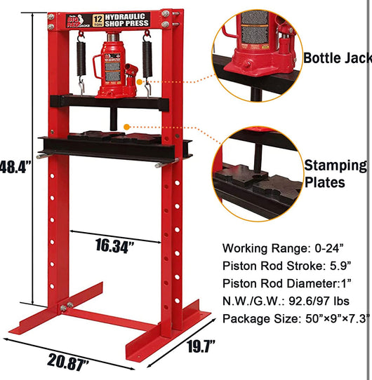 12-ton Torin hydraulic press, Black!  -Brand new in the box