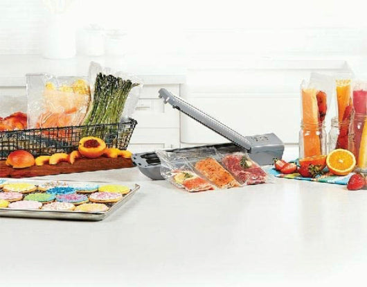 PowerXL Duo NutriSealer Food Vacuum Sealer Machine with Vacuum Seal Bags & Rolls, Double Airtight Sealing with Built-in Cutter, Small Snack Bag Capability, Safety Certified, Lab Tested, LED Indicator Lights (Slate)- Used Once, Like New!!!