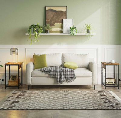 Rolanstar End Table with Charging Station & USB Ports, Rustic Brown- NEW AND ASSEMBLED!!!!