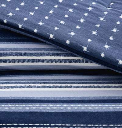 Gap Home Patchwork Stripe Reversible Organic Cotton Blend Comforter Set, Twin, Blue, 2-Pieces- NEW IN BAG!!!