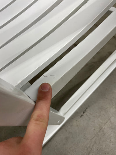 Mainstays Outdoor Wood Porch Rocking Chair, White Color, Weather Resistant Finish**New and assembled,cracked from shipping**