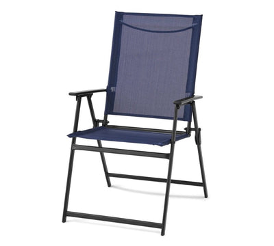 Mainstays Greyson Square Set of 2 Outdoor Patio Steel Sling Folding Chair, Navy- NEW IN BOX!!!