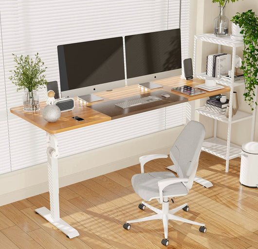 Monomi Electric Standing Desk, 55 x 28 inches Height Adjustable Desk, Ergonomic Home Office Sit Stand Up Desk with Memory Preset Controller (Natural Top/White Frame)- NEW IN BOX!!!!
