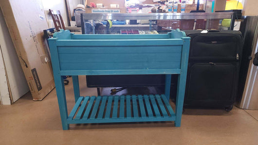 The Pioneer Woman Blue Wood Raised Garden Bed, 40.2" L x 18.2" W x 32" H (new and assembled but has some small scratches)