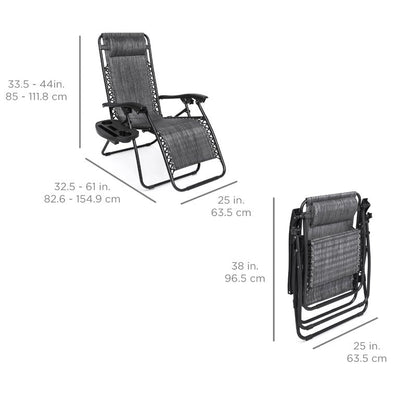 Best Choice Products Set of 2 Adjustable Zero Gravity Lounge Chair Recliners for Patio, Pool w/ Cup Holders - Gray**New in box**