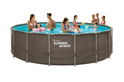 Summer Waves 16 ft Dark Double Rattan Elite Frame Pool, Round- BRAND NEW IN BOX!!!