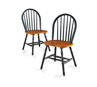 Better Homes and Gardens Autumn Lane Windsor Solid Wood Chairs, Set of 2, Black and Oak- NEW IN BOX!!!
