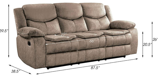 Lexicon Warrenton Faux Suede Manual Double Reclining Sofa, 87.5" W, Brown!  -Brand new out of the box