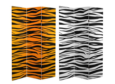 Oriental Furniture 6 ft. Tall Tiger Print Canvas Room Divider - 3 Panel- NEW IN BOX!!!