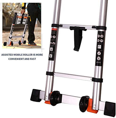 Telescoping Ladder Extension Multi-Purpose 18.5 FT Aluminum Foldable Industrial Compact Loft Ladder Household Daily or Emergency Use Portable Extendable Step Ladders 330 lb Large Loading Capacity**New in box**
