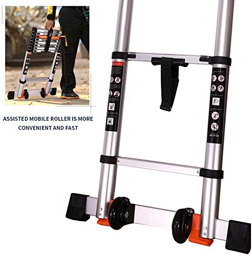 Telescoping Ladder Extension Multi-Purpose 18.5 FT Aluminum Foldable Industrial Compact Loft Ladder Household Daily or Emergency Use Portable Extendable Step Ladders 330 lb Large Loading Capacity**New in box**