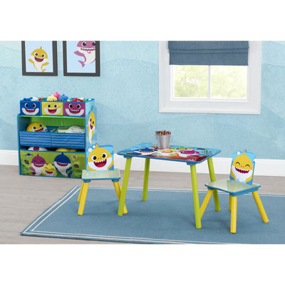 Baby Shark 4-Piece Playroom Solution by Delta Children – Set Includes Table and 2 Chairs and 6-Bin Toy Organizer**New in box**