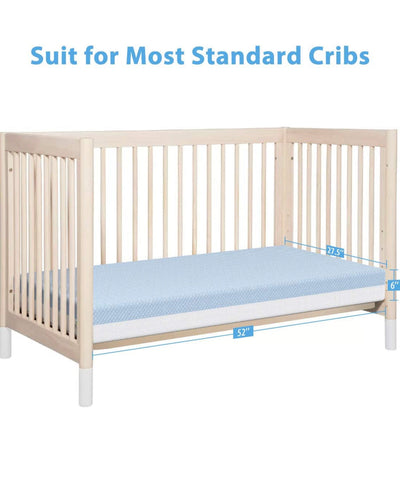 Dourxi Crib Mattress, Dual Sided Comfort Memory Foam Toddler Bed Mattress, Triple-Layer Breathable Premium Baby Mattress for Infant and Toddler w/Removable Outer Cover - White&Blue**New in Box**