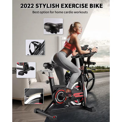 DMASUN Exercise Bike, Indoor Cycling Bike Stationary, Cycle Bike with Comfortable Seat Cushion, Digital Display with Pulse, iPad Holder**New in box**