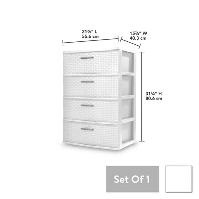 Sterilite 4 Drawer Wide Weave Tower White**New**