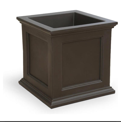 Mayne Fairfield 20x20" Square Traditional Plastic Planter in Espresso (New out of box, dented from shipping)