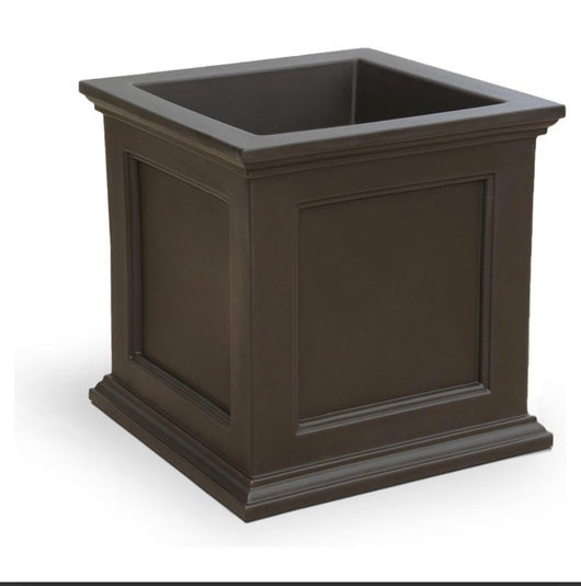 Mayne Fairfield 20x20" Square Traditional Plastic Planter in Espresso (New out of box, dented from shipping)