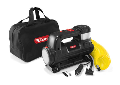 HYPER TOUGH DC 12V Heavy-Duty Direct Drive DigitalTire Inflator / Portable Inflator / Air Compressor / Air Pump with 100psi with detachable LED Work Lights, Extension Air Hose- NEW IN CARRY BAG!!!