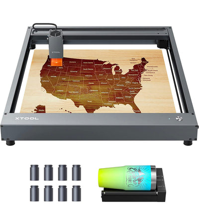 xTool D1 Laser Engraver with Rotary, 10W Higher Accuracy Laser Cutter, 60W Laser Cutting Machine, Laser Cutter and Engraver Machine, Laser Engraver for Wood and Metal, 17'' x 16''- new in box