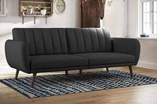 Novogratz Brittany Sofa Futon - Premium Upholstery and Wooden Legs - Dark Gray!  -Brand new and assembled