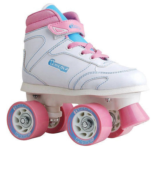 Chicago Girls' Quad Roller Skates CRS100 White/Pink/white girls size 5 (new in the box)