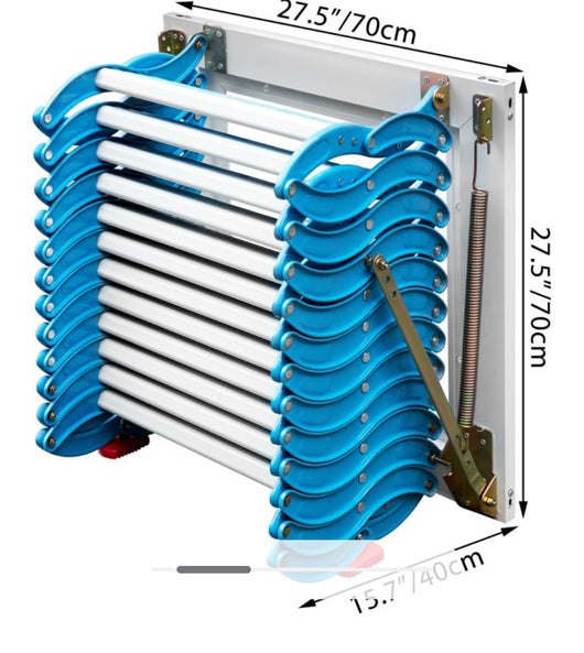 !!!REDUCED!!! Vevor Attic Steps Pull Down 12 Steps Attic Stairs, Alloy Attic Access Ladder, Blue Pulldown Attic Stairs, Wall-mounted Folding Stairs For Attic, Retractable Attic Ladder With Armrests, 9.8 Feet Height- new !