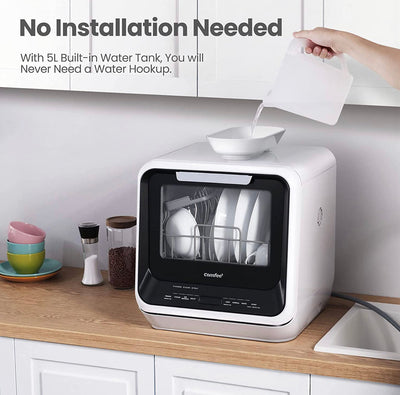COMFEE' Portable Dishwasher Countertop, Mini Dishwasher with 5L Built-in Water Tank, No Hookup Needed, 6 Programs, 360° Dual Spray, 192℉ High-Temp& Air-Dry Function, Dishwasher for Apartments& RVs! (USED ONCE - VERY CLEAN)