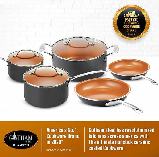 Gotham Steel Pro Non-Stick 8-piece Hard Anodized Cookware Set- NEW IN BOX!!!