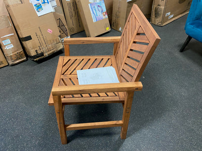 Walker Edison Brown Acacia Wood Outdoor Patio Lounge Chair- NEW AND ASSEMBLED!!!