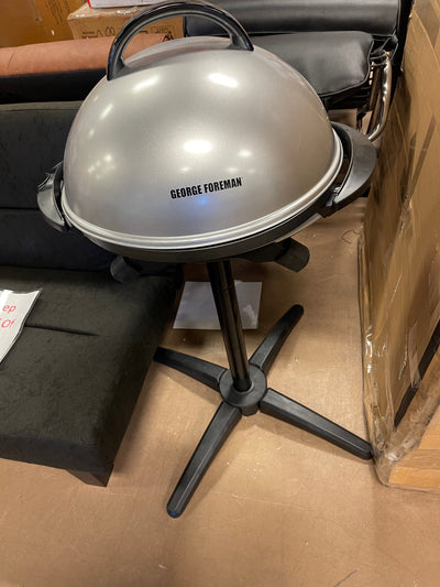 George Foreman, Silver, 12+ Servings Upto 15 Indoor/Outdoor Electric Grill, GGR50B, REGULAR- used once - like new !