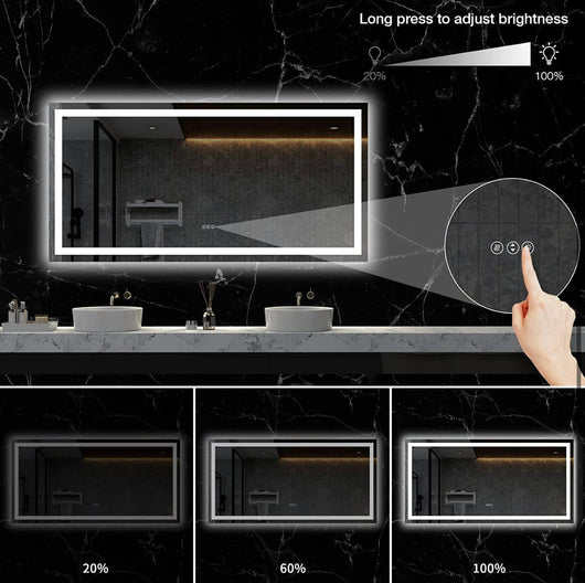 LOAAO 60 x 36 inch LED bathroom mirror with lights, anti-fog, adjustable, backlit + front lighting, wall-lit bathroom vanity mirror, memory function, tempered glass, ETL certification!  -Brand new in the box