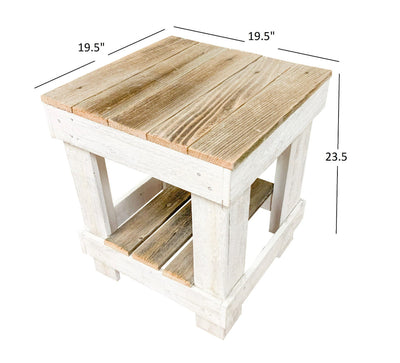 Woven Paths Reclaimed Wood End Table, Natural/White Set of 2 (new out of the box)