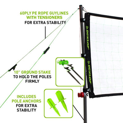 Dunlop Quick Setup Competitive Outdoor Volleyball Set, Green/Black**New in Box**
