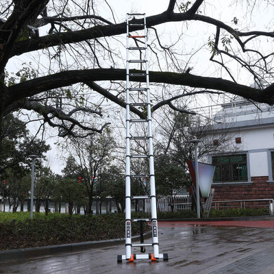 Telescoping Ladder Extension Multi-Purpose 18.5 FT Aluminum Foldable Industrial Compact Loft Ladder Household Daily or Emergency Use Portable Extendable Step Ladders 330 lb Large Loading Capacity**New in box**