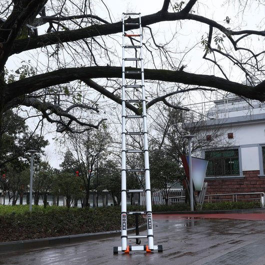 Telescoping Ladder Extension Multi-Purpose 18.5 FT Aluminum Foldable Industrial Compact Loft Ladder Household Daily or Emergency Use Portable Extendable Step Ladders 330 lb Large Loading Capacity**New in box**