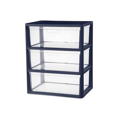 Sterilite Wide 3 Drawer Tower Blue Cove**New**