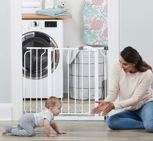 Regalo Easy Step 38.5-Inch Extra Wide Walk Thru Baby Gate, Includes 6-Inch Extension Kit, 4 Pack Pressure Mount Kit, 4 Pack Wall Cups and Mounting Kit- NEW IN BOX!!!