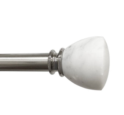 Better Homes & Gardens 1” White Marble Knob Single Curtain Rod, Brushed Nickel, 42"-120"- NEW IN BOX!!!