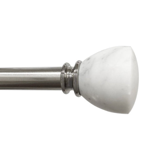 Better Homes & Gardens 1” White Marble Knob Single Curtain Rod, Brushed Nickel, 42"-120"- NEW IN BOX!!!