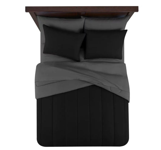 Mainstays Black 8 Piece Bed in a Bag Comforter Set With Sheets, King- NEW IN BAG!!!!