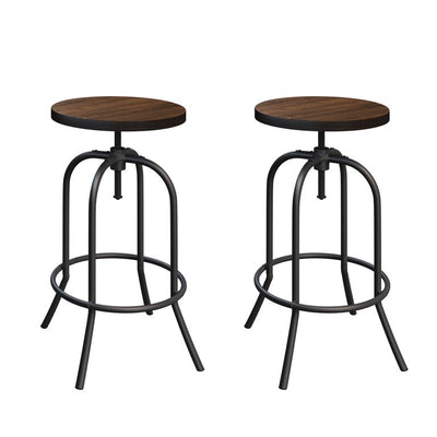 Lavish Home Adjustable Backless Swivel Bar Stool with Rounded Iron Tube Frame, Dark Walnut, Set of 2**New in box**