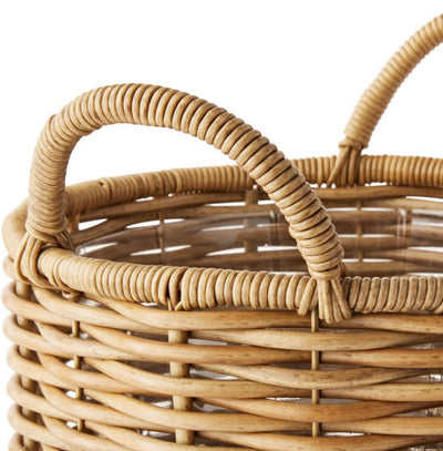 Better Homes & Gardens Assorted Round Beige Resin and Rattan Plant Planter (2 Pieces) with Drainage Hole- NEW OUT OF BOX!!!!