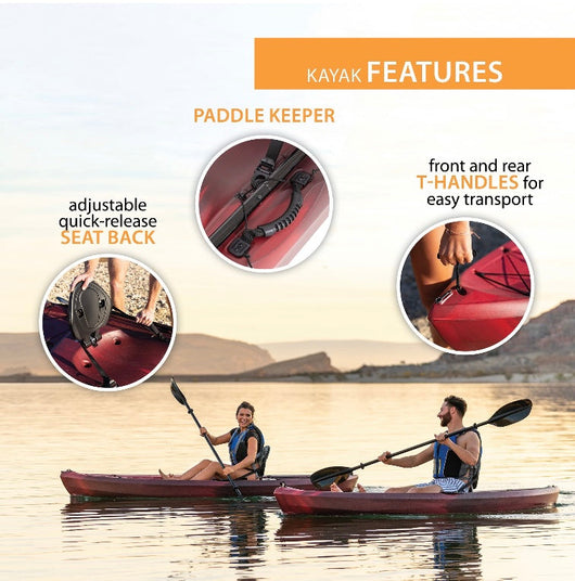 Lifetime Tahoma 10’ Sit-On-Top Kayak(Paddle Included), Red/Black!! NEW BUT HAS MINOR SCRATCHES FROM SHIPPING AND MISSING SEAT CLIP BUT STILL WORKS FINE(PHOTOS SHOWN)!!