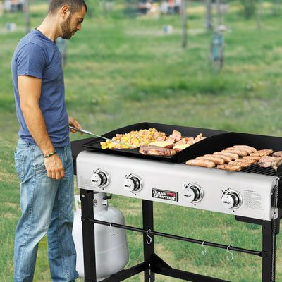 Royal Gourmet 4-Burner GD401 Portable Flat Top Gas Grill and Griddle Combo with Folding Legs- new in box