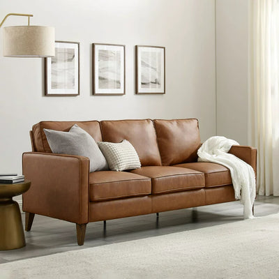 Hillsdale Jianna Faux Leather Sofa, Saddle Brown**new in box**