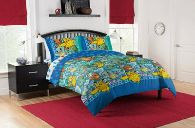 Pokemon Bed in Bag Set, Full Size, Multicolor, 100% Polyester,First Starters, 5-Piece Set- NEW IN BAG!