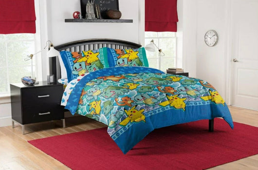 Pokemon Bed in Bag Set, Full Size, Multicolor, 100% Polyester,First Starters, 5-Piece Set- NEW IN BAG!