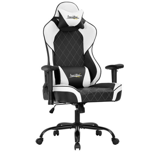 Best Office Gaming Chair Big and Tall Office Chair 400lbs Wide Seat Ergonomic Desk Chair Task Rolling Swivel Adjustable Racing Computer Chair with Lumbar Support Armrest Headrest for Home Office,White**New and assembled**